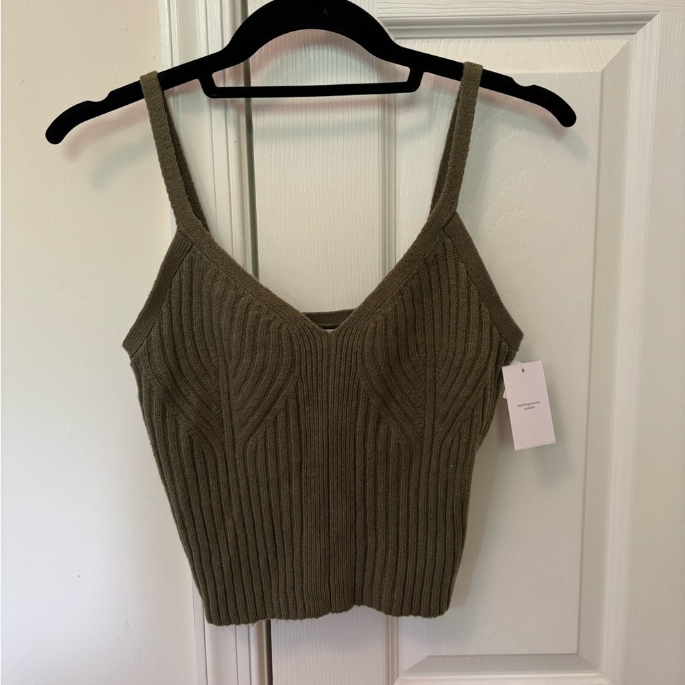 Auden Olive Ribbed Knit Camisole